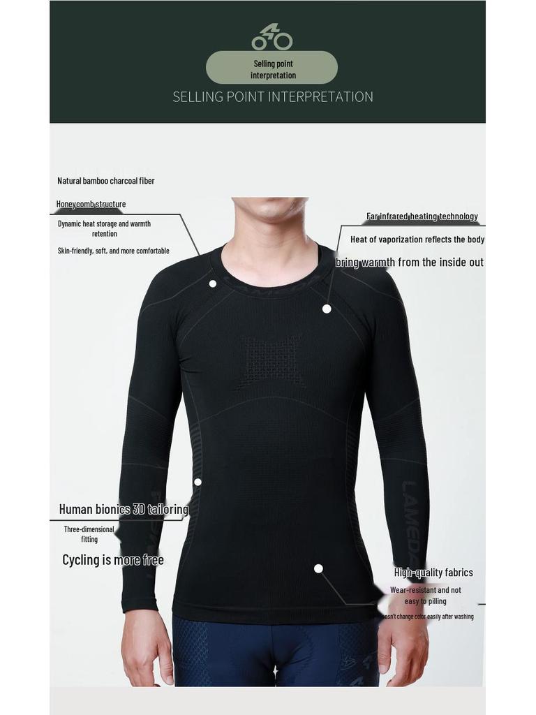 Lampaida Men's Long Sleeve Thermal Compression Cycling Suit