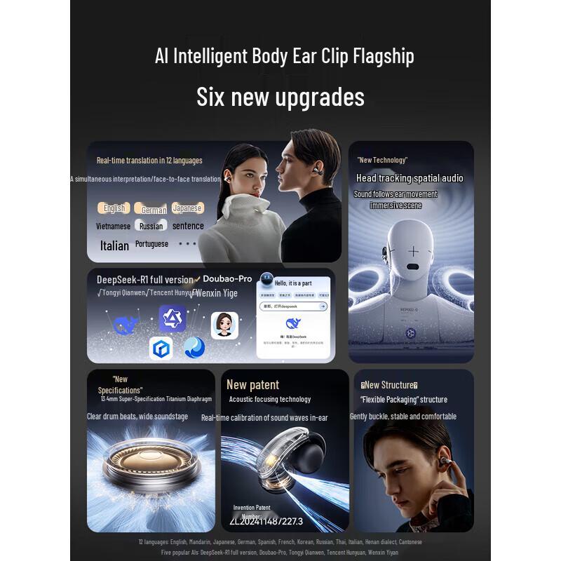 SANAG S9S AI Bone Conduction Open-Ear Clip Headphones