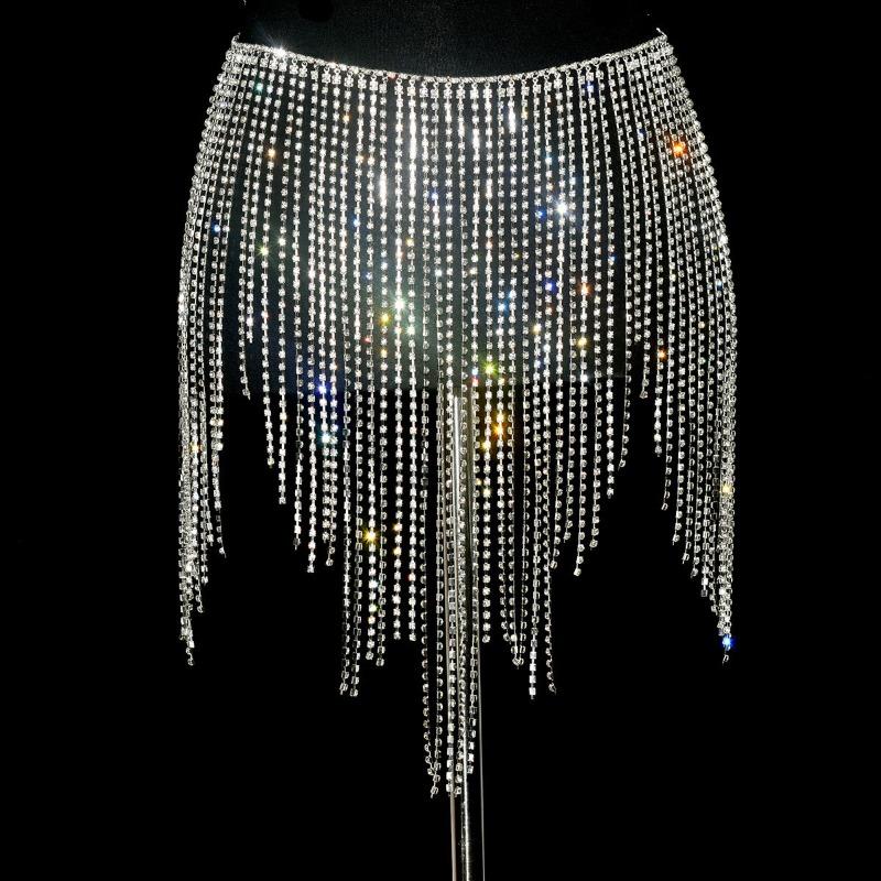 Waist Chain Body Chainsexy Shiny Tassel Rhinestone Skirt Belly Dance Body Chain