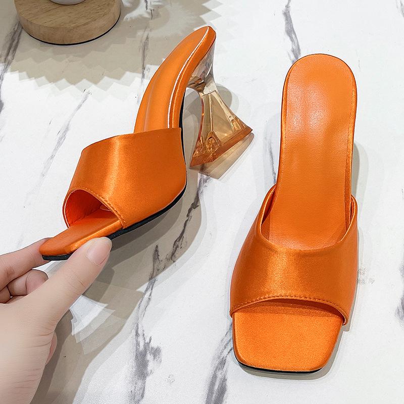 

Женские сандалии с открытым носком на массивном высоком каблуке, европейский и американский стиль, 2023 год 39 оранжевый/красный