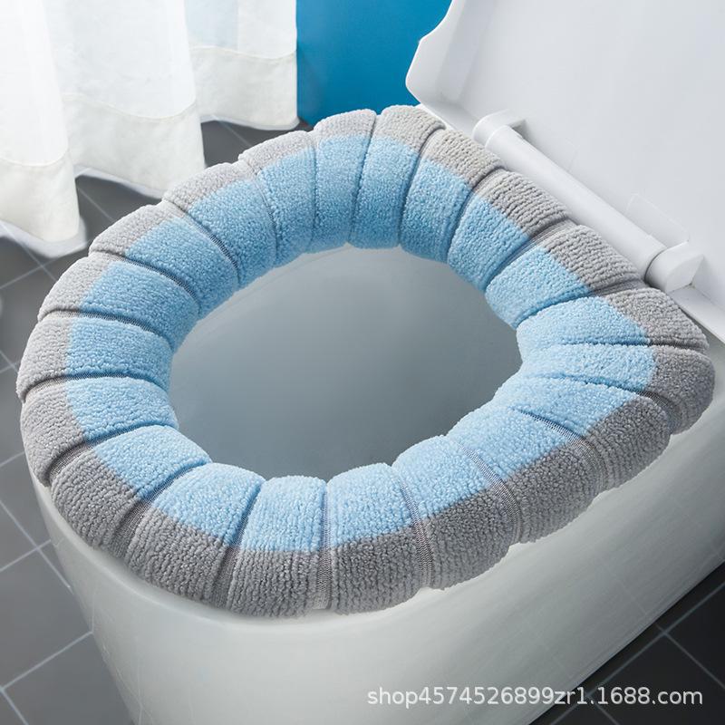 Pletený polštář na toaletní sedátko ve tvaru O s kresleným motivem - silný, pratelný potah