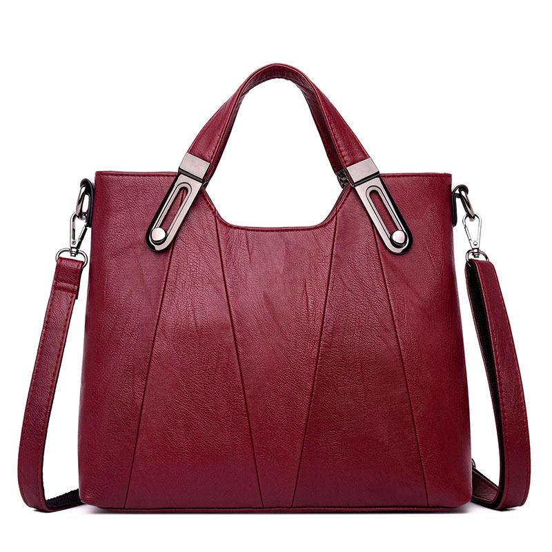 2024 Soft Leather Fashion Handbag for Middle-aged Women: Large Capacity, Versatile Single Shoulder or Crossbody Bag