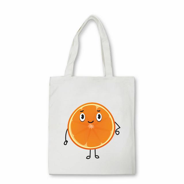 Obst Anime Einkaufstasche Ananas Orange Print Totes Leinwand Buch Umhängetasche Eco wiederverwendbare Reise Aufbewahrungstasche Studenten Bolsas