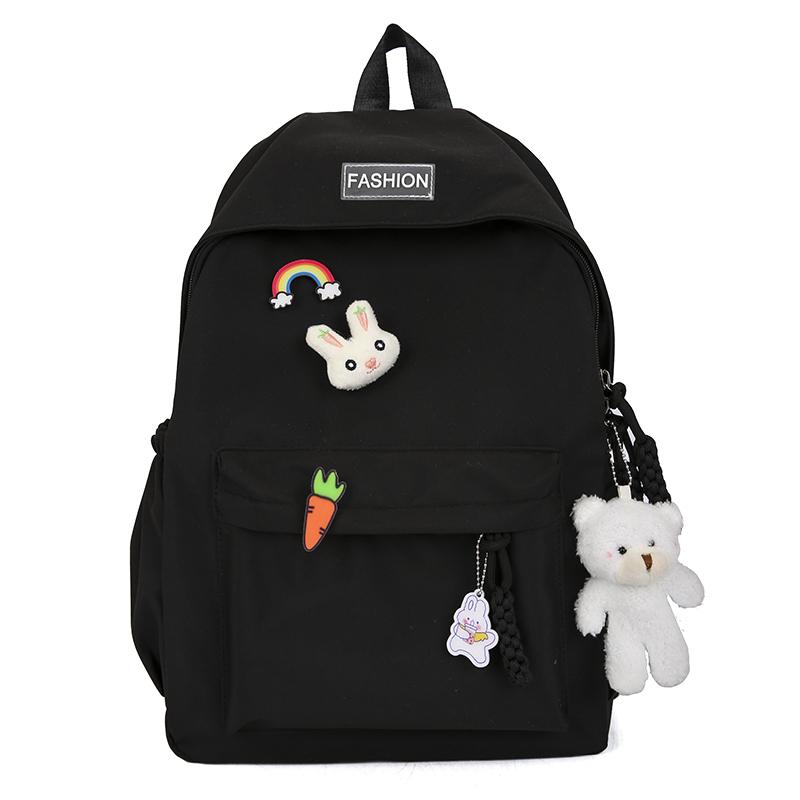 

Студенческий однотонный школьный женский рюкзак большой емкости, компьютерный рюкзак чёрный