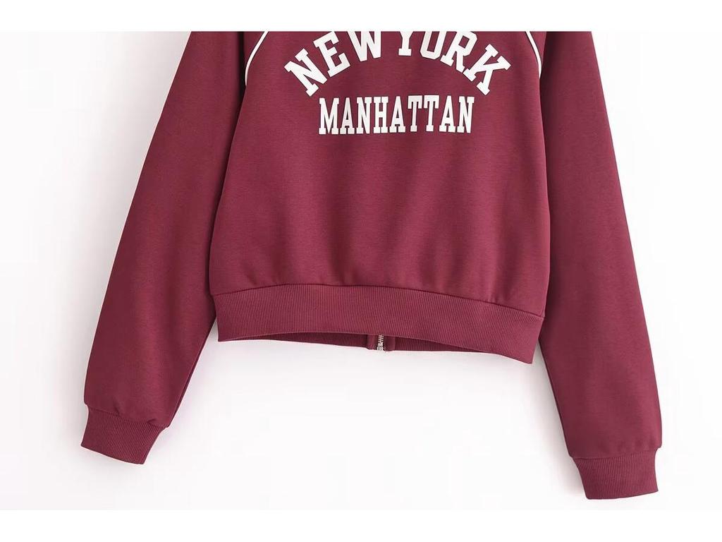 TAOP&ZA Women's Letter Print Velvet Sweatshirt Set - Early Spring Collection