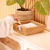 Tissue Box Holder Handwoven Storage Basket Rustic Country Style Natural Straw Weaving for Home Kitchen Dining Table Organizer