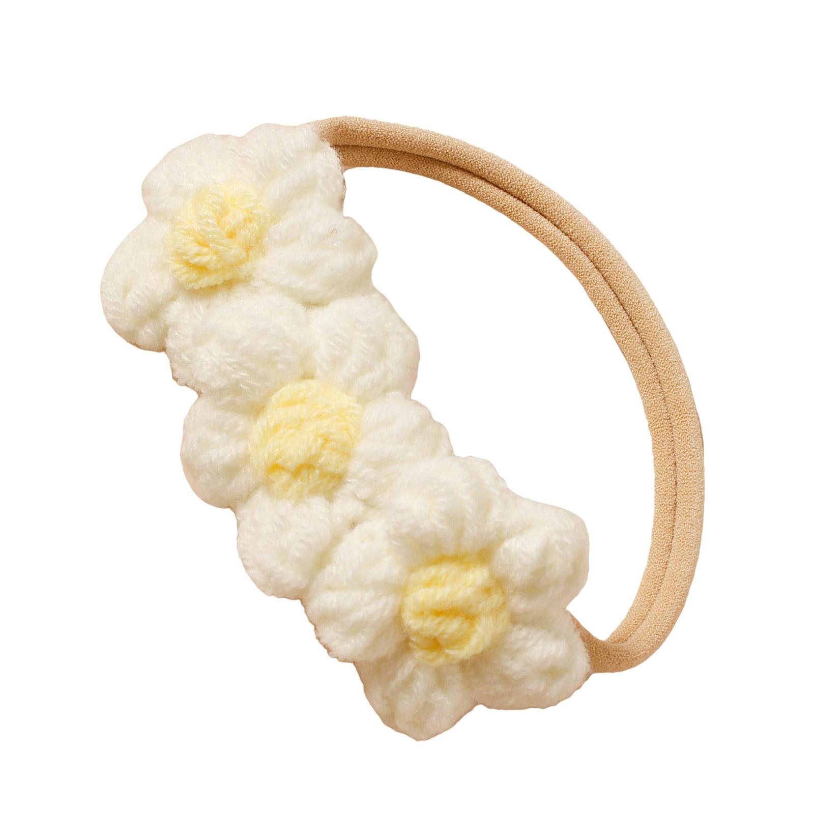 

Детская вязаная повязка на голову с цветочным принтом для 100-дневной фотосъемки, мягкий и безопасный дышащий головной убор для малышей, реквизит для фотосессий белый