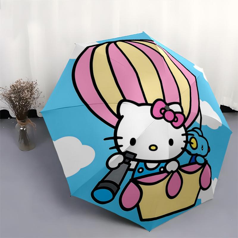 1pc Hello Kitty Hot Air Balloon Umbrella - Automatic Opening & Closing with Foldable Design, Iron Frame for Outdoor Use, Perfect Gift for Fans, Travel