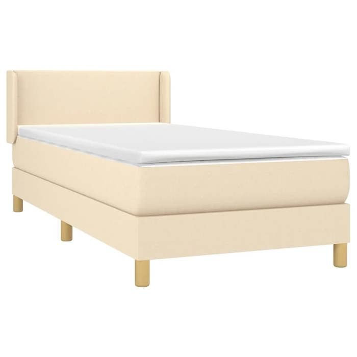 Exclusive House - Slatted Bed Base with Cream Mattress 80x200 Cm Fabric