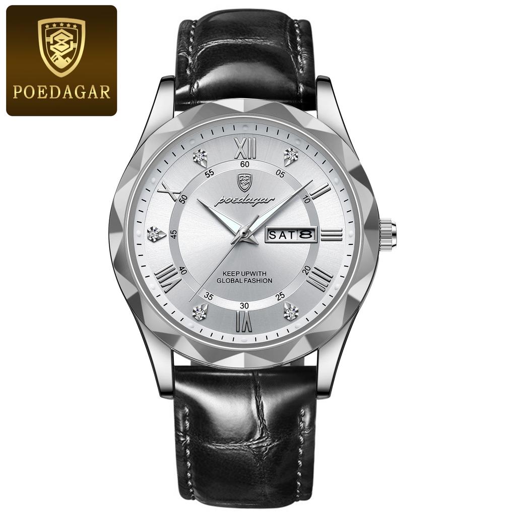 POEDAGAR New Fashionable Trendy Youth Leisure Simple Luxury Men's Watch Waterproof Luminous Calendar Quartz Watch