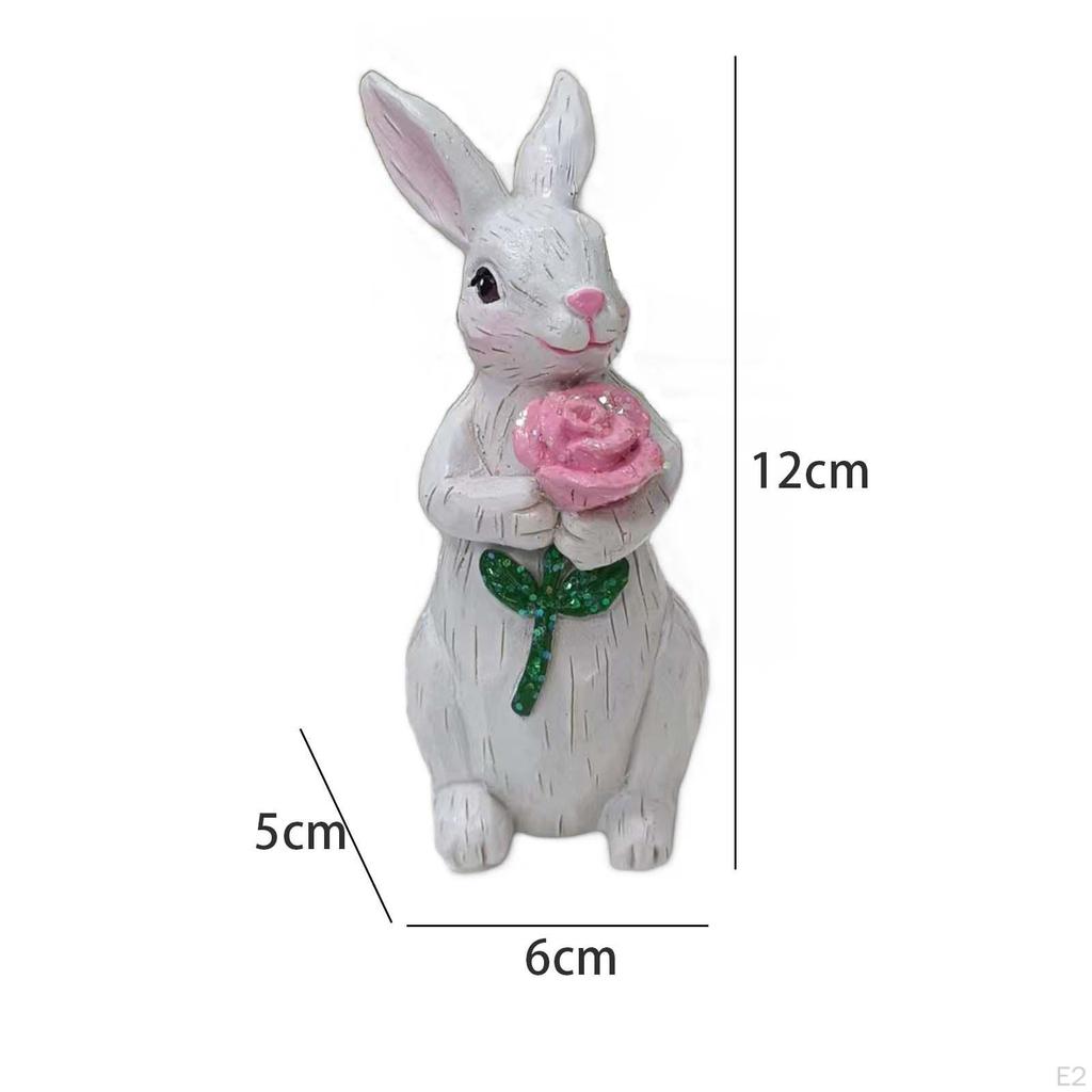Resin Rabbit Statue Cute Sculpture Artistic Bunny Sculpture,Ornament Bouquet of for
