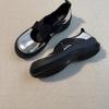 Cowhide version~ silent platform sports style loafers women's 2025 new cross-elastic Mary Jane shoes single shoes