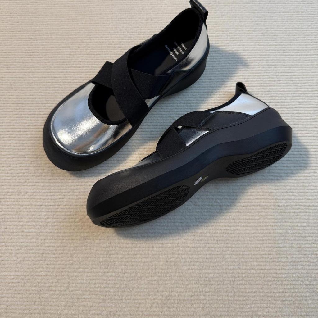 Cowhide version~ silent platform sports style loafers women's 2025 new cross-elastic Mary Jane shoes single shoes