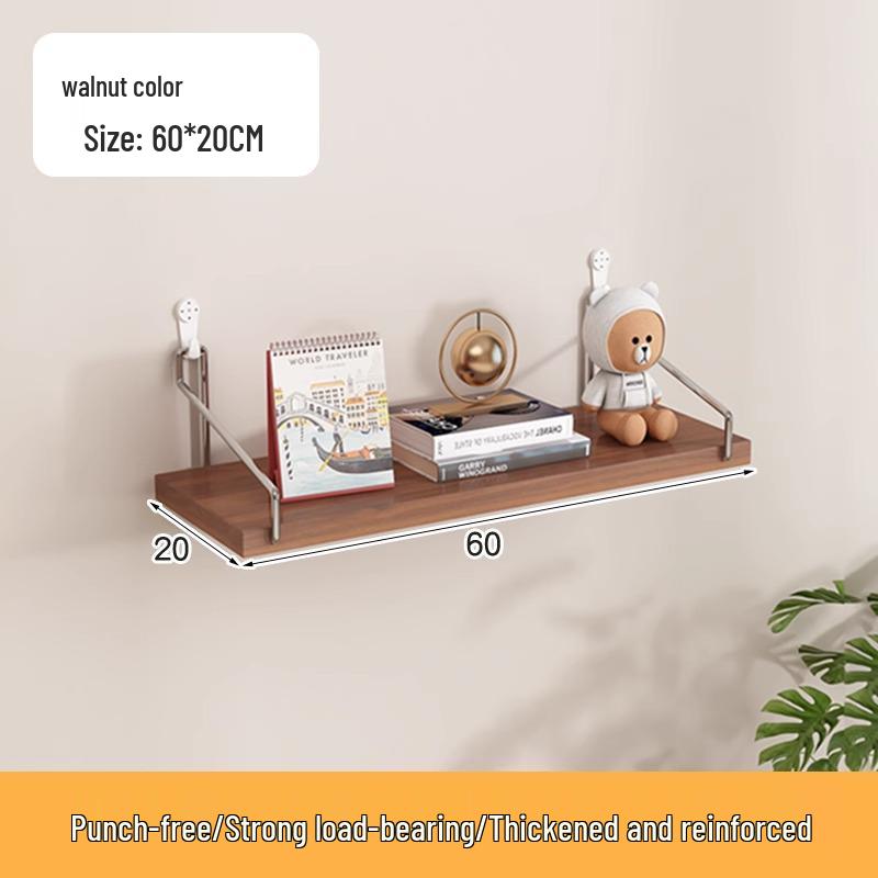 Punch-Free Floating Wall Shelf - Living Room Wall-Mounted Bookcase & Storage Rack
