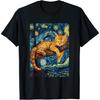 Cat Starry Night Van Gogh Cat For Cat Lover Cat Mom Cat Dad T-Shirt(1)
