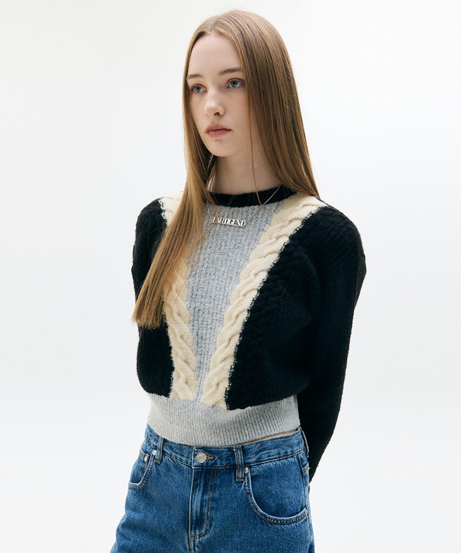 Latizen Lx Cable Color Knit(Black) Black/Free