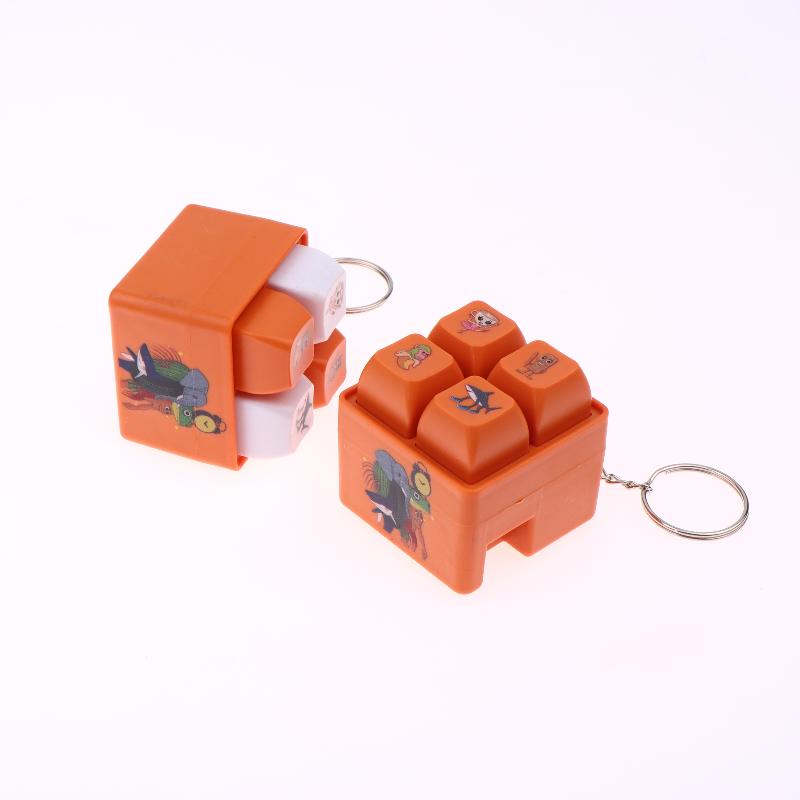 1/2Pcs 4 Button Brainrot Keychain Tung Tung Tung Sahur Sound And Light Toys Anime Stress Relief Keyring Toy Holiday Gifts