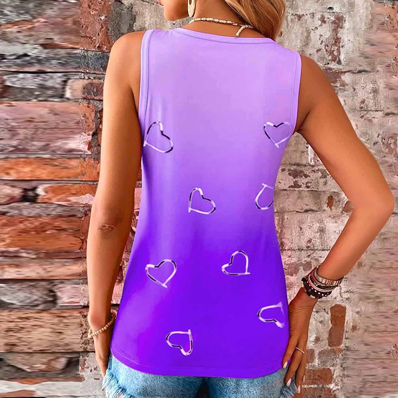 Letní ležérní tričko bez rukávů s přechodovou barvou Women Love Heart Vest