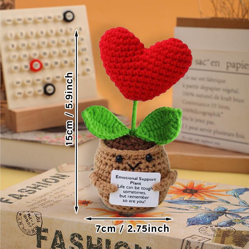 Positive Energy Duck Doll Hug Pocket Mini Handmade Plush Wool Knitting Dolls Funny Emotional Support Crochet Gift for Birthday