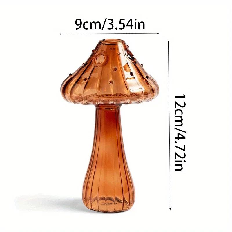 Glass Colorful Mushroom Vase Hydroponic Plant Flower Nordic Style Indoor Home Decor Arrangement Ornament Room Desktop Decoration