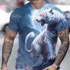 Tiger Print T-Shirt 3D Animal Men's Shirts Summer Short Sleeved Male Pullover Oversized T-shirts Casual Tops Tees Men Clothing