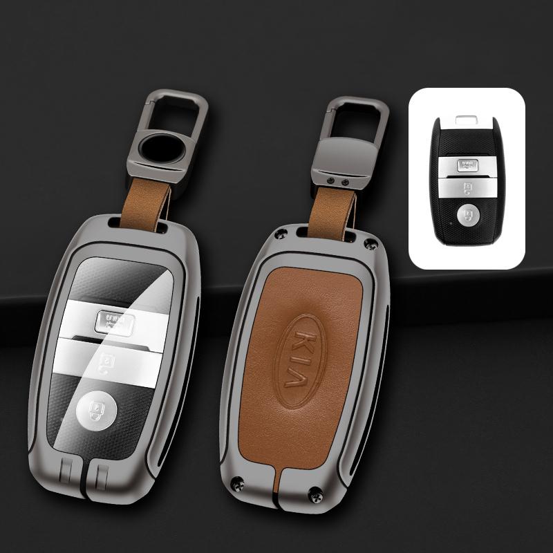 AEH1 Zinc Alloy Leather Car Key Case Cover Shell Holder For Kia RIO 3 4 Optima Xceed Ceed Sorento 2011 Forte Niro 2023 Accessories