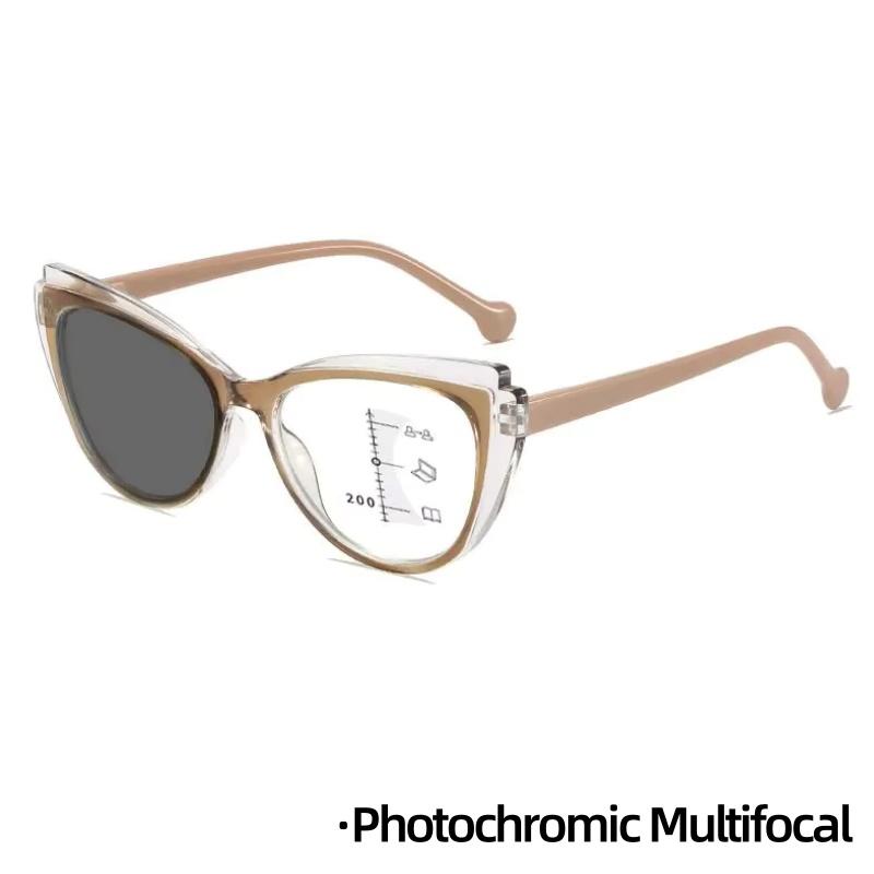 Unisex Stylish Outdoor Light-sensitive Presbyopic Eyeglasses Cat Eye Far Sight Glasses Progressive Multi-focal Reading Eyewear