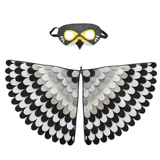 Ensemble Cape Ailes d'Oiseau Animal pour Enfants Costume Filles Ailes en Feutre Paon Perroquet Costumes d'Halloween Cosplay Aile de Papillon 98X50CM gray