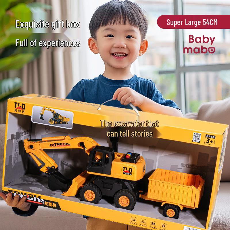 Oversized Toy Excavator Truck for Boys – Digger Dump and Transport Engineering Vehicle with Crane Shovel