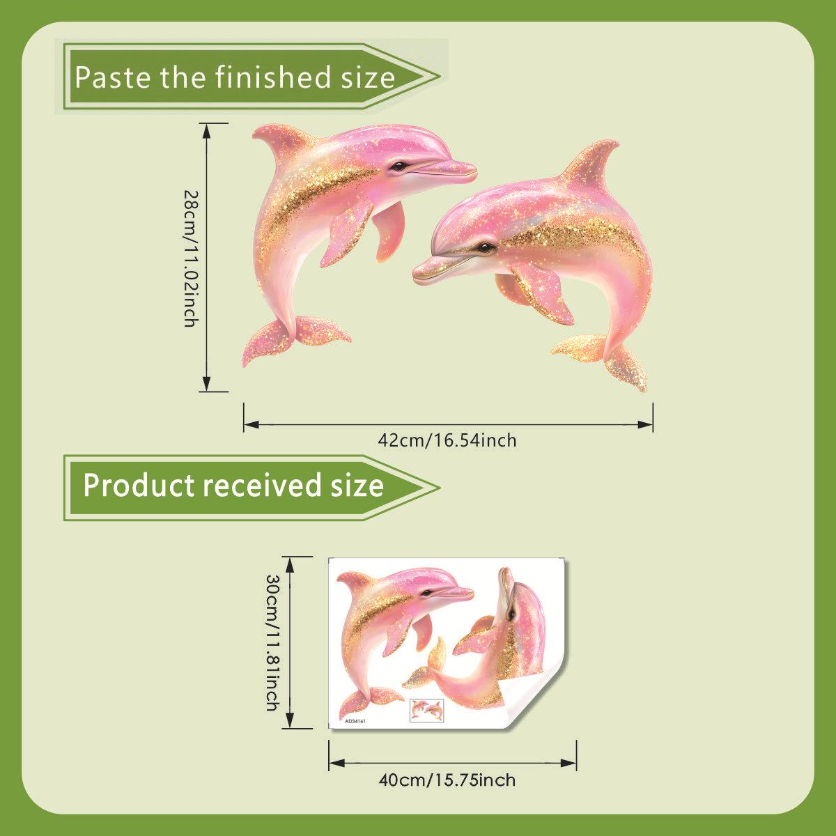

Pink Gold Dolphin Wall Sticker Kids Room Living Room Wall Decoration Home Decor Self-Adhesive 30x40cm різнокольоровий