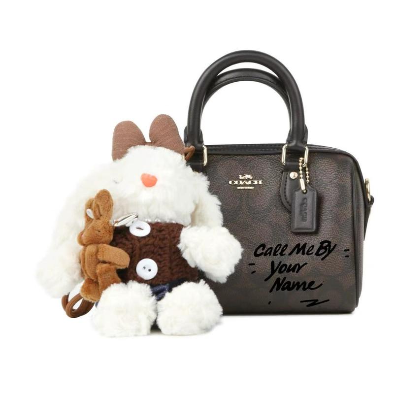 

COACH handbag [Customized bag] Rowan 18 Jiuqi black coffee little rabbit classic old flower fashion versatile PVC Black coffee little rabbit чорний