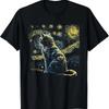 Starry Night Inspired Cat S Funny T Shirt