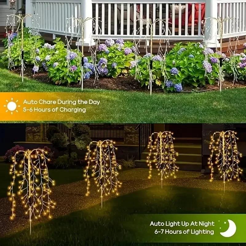 Solar Powered Firework Lighting Outdoor Waterproof Fireworks Trees Lights Garden Christmas Courtyards Garden Party Decorations