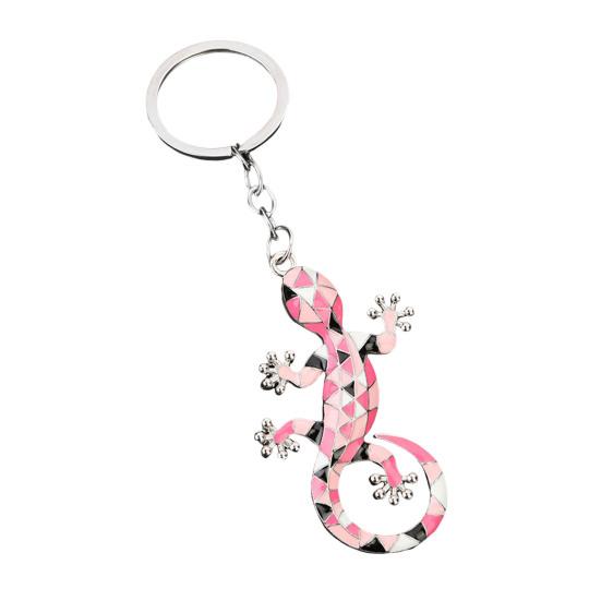 

Keychain Pendant Geometric Pattern Imitation Gecko Design Zinc Alloy Key Chain Electroplated Design Key Holder Backpack Car Accessory рожевий