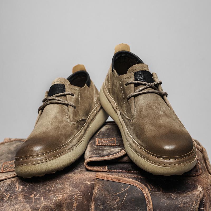 Retro Low-Top Schuhe Herrenschuhe Stil Leder Herbst Neu Lässige Lederschuhe Herren Weiches Leder Weiche Sohlen Herren Schuhe mit großem Zeh