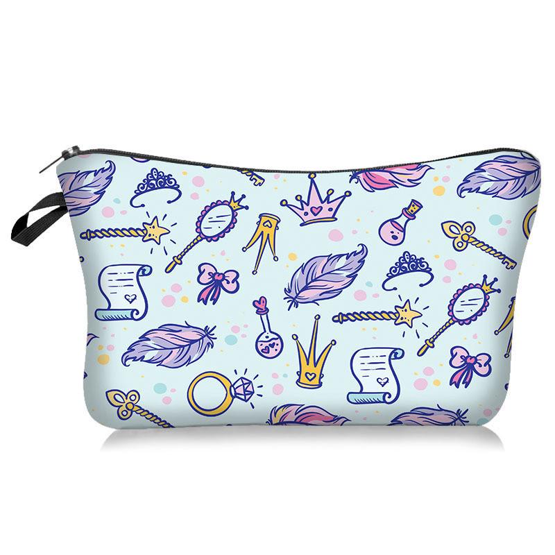 Printed Lipstick Makeup Bag Travel Portable Large Capacity Wash Pouch Storage