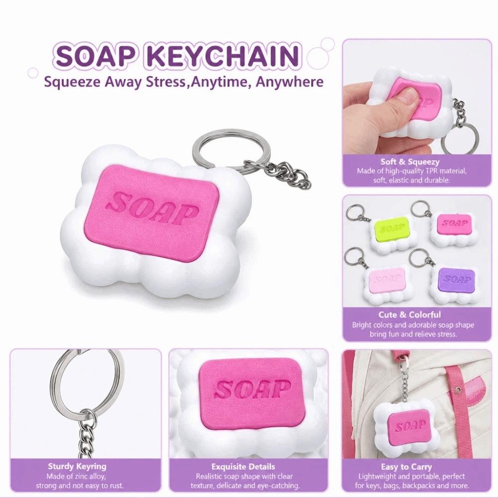 Stress Relief Calming Keychain Keys Soap Fidget Toy Keychain Decompression Gift