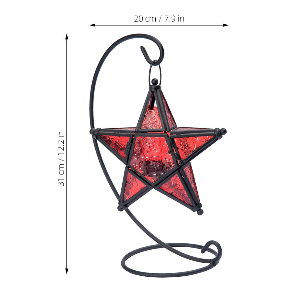 

Iron Candlestick Glass Pentagram Aromatherapy Essential Oil Burner Decorative Holder for Balcony Garden Patio красный