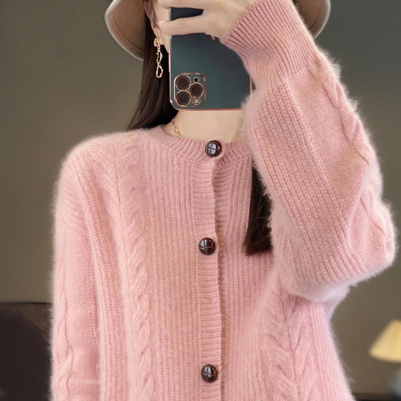 2025 Stylish Women's Retro Pure Wool Knit Cardigan - Slimming Casual Loose Long Sleeve Autumn Winter Sweater