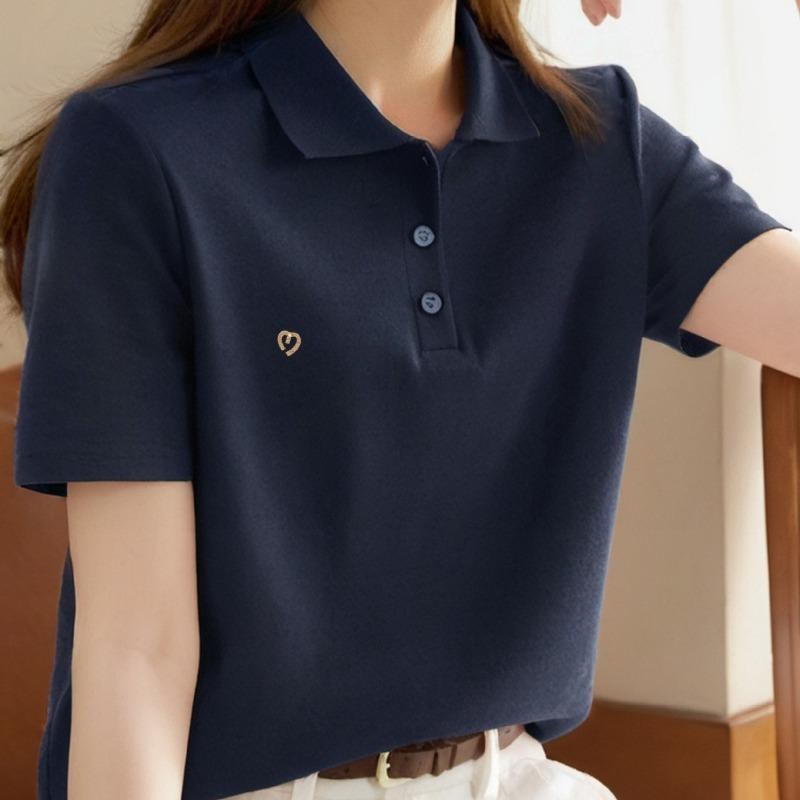 Short-sleeved Polo Collar Shirt Women's Summer Loose Top Casual Shirt