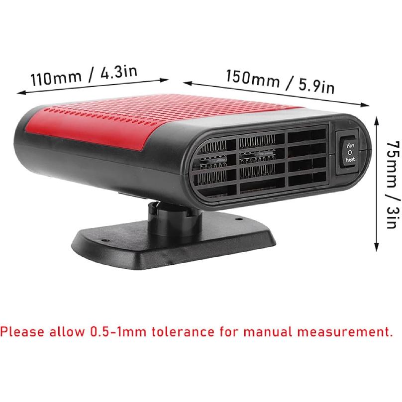 Car Heater 24V Auto Portable Cooling Heating Fan Air Purify Winter Windshield Defogger Defroster Demister with Mat