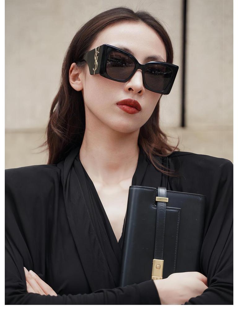 Óculos de Sol Olho de Gato Feminino YSL M119, Armação Quadrada Rosa, Proteção UV de Alta Qualidade