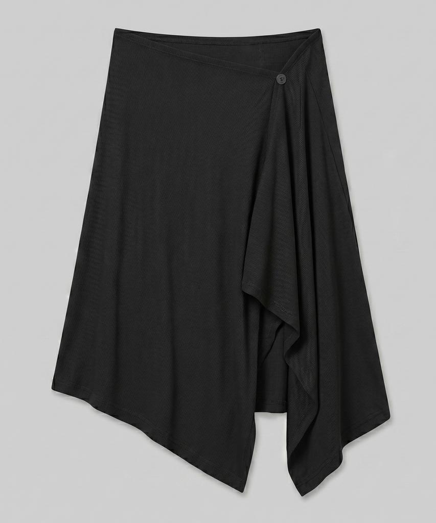Chix Asymmetrical Button Layered Skirt Charcoal