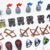 Mittelalterlicher Ritter Waffen Teile Set - Rüstung, Schwert, Helm, Pferd, Schild, Artilleriewagen - Bausteine Burg Figur Zubehör Set