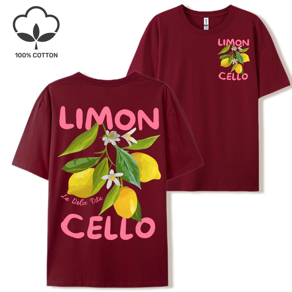 Lemon Fruits Cello Pink Letter Print Woman T Shirts Cotton Multicolor T Shirt Hip Hop Summer Short Sleeve Y2K Womens Streetwear