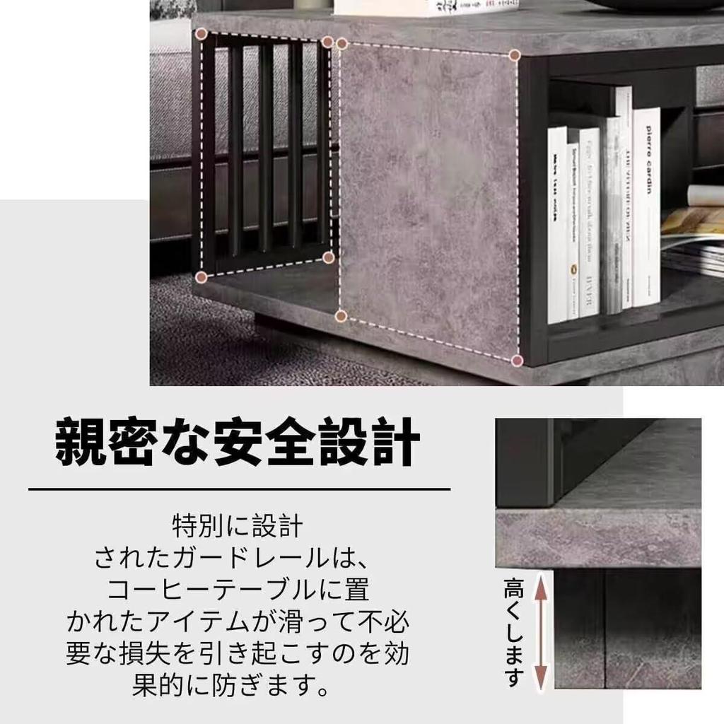 TUIYIDUO Low Table, Marble Table, 2-Stage Storage Design, Spacious Top Board, Sturdy, Stable, Home Use, Easy to Assemble