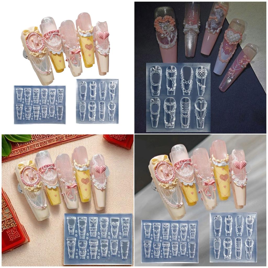 Nail Art Silicone Mold Cream Lace Shape Manicure Training Tool Professional Manicure Supplies for Various Occasion