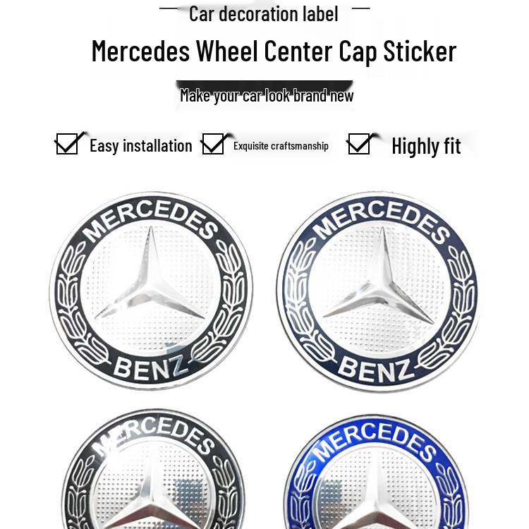 56/65mm Black Wheat Ear Wheel Hub Cap Emblem for Mercedes