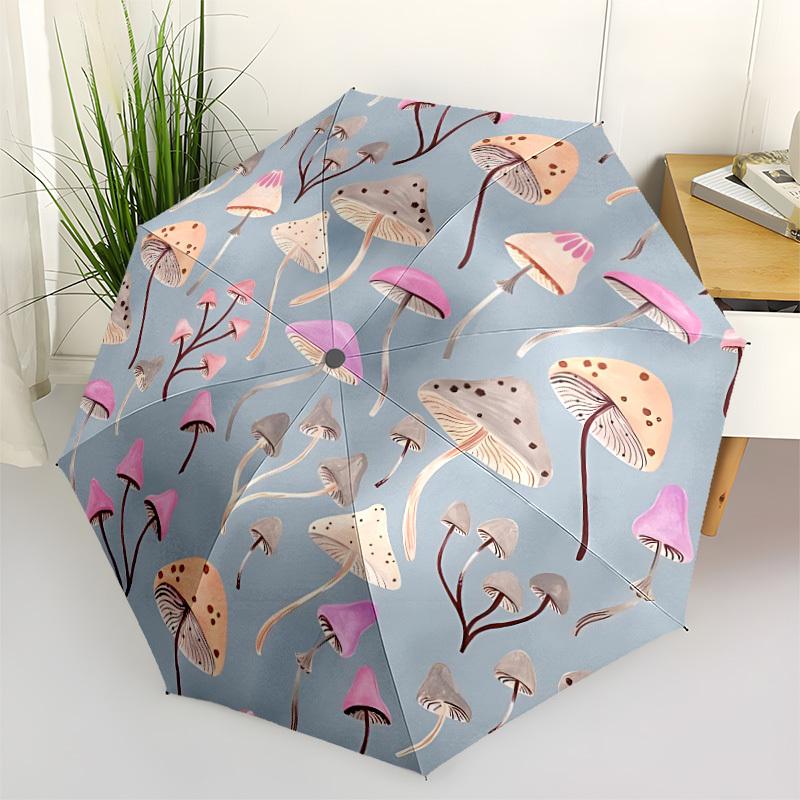 

1pc Mushroom Pattern Automatic Folding Umbrella - 8-Rib Automatic Open/Close, Portable Collapsible Compact Umbrella yy251218038