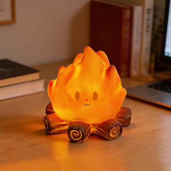 Night Light No Open Flame Safe Design Soft Warm Yellow Light Flame Pet Shape Battery Operated Children Bedroom Lamp